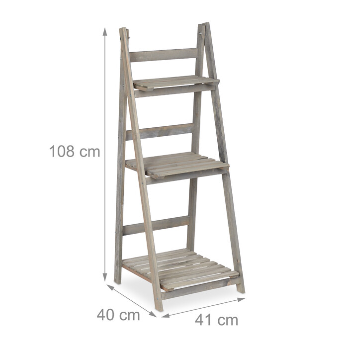 Relaxdays Blumentreppe Holz grau