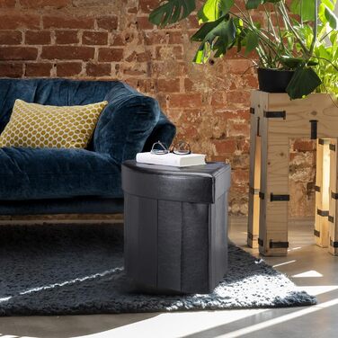 Relaxdays faltbarer Polsterhocker mit Aufbewahrung, 38x38x38 cm, schwarz