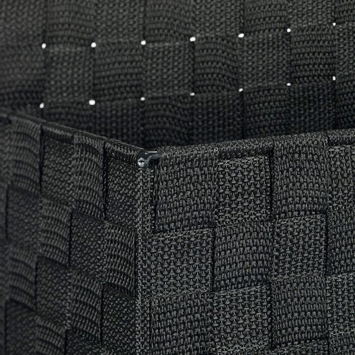 Relaxdays Hängeorganizer Stoff, Türorganizer mit 3 Aufbewahrungskörben, Wandorganizer Bad, PP, HBT: 75x25x15cm, (15 x 25 x 75 cm, Schwarz)