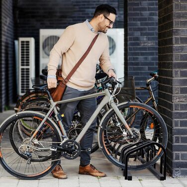 Relaxdays Fahrradständer, für 3 Fahrräder, Stahl Bodenparker, Reifenbreite 60mm, Abstellständer, Fahrradstand, anthrazit