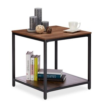 Relaxdays Beistelltisch Holz mit Metallgestell