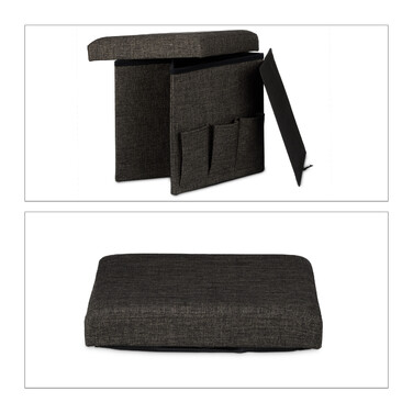 Relaxdays Faltbarer Sitzhocker mit Taschen Leinen