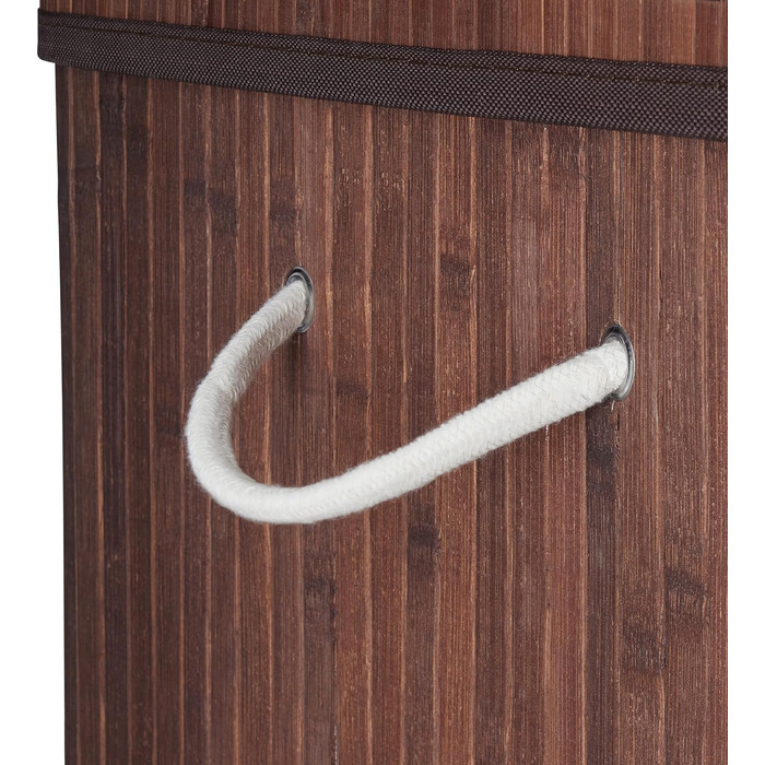 1x Wäschekorb Bambus, rechteckig, 2 Fächer, Klappdeckel, faltbar, 95 l, braun