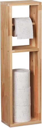 Relaxdays Toilettenpapierhalter, Walnuss Holz, zur Wandmontage oder stehend, Ersatzrollenhalter HxBxT 70x20x13 cm, natur