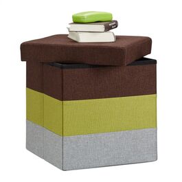 Relaxdays Gepolsterter Hocker mit bunten Streifen
