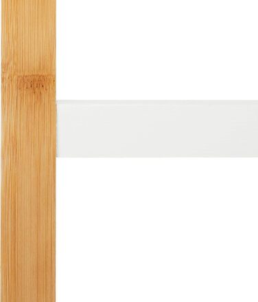 Relaxdays Handtuchhalter Bambus, mit Ablage & 3 Stangen, freistehend, 103x41x28cm, Natur/weiß