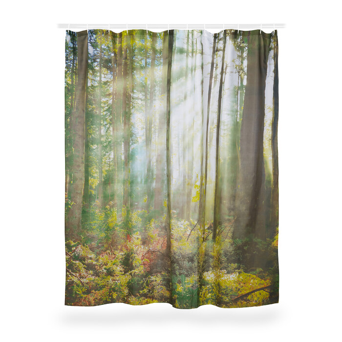 Relaxdays Duschvorhang Wald 180 x 180 cm
