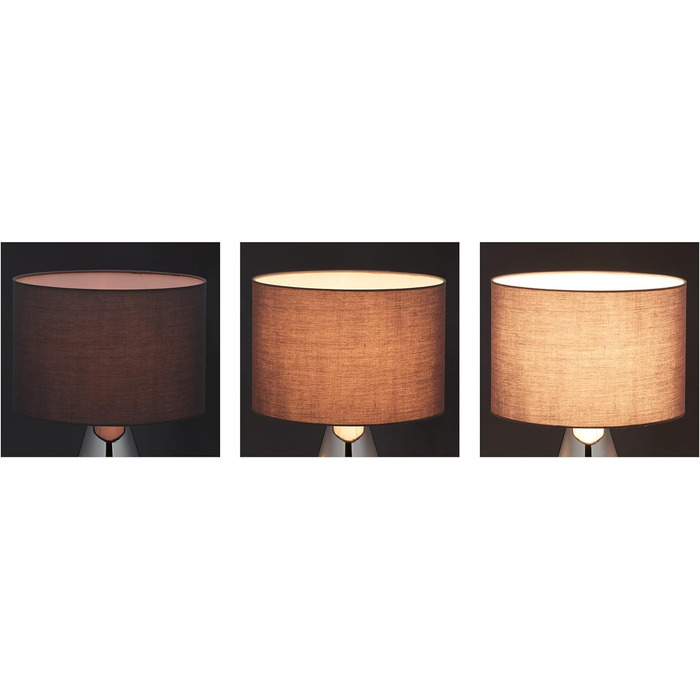 Relaxdays Nachttischlampe Touch dimmbar, 3 Stufen, E14, HxD: 48,5 x 28 cm, modern, Touch Lampe mit Schirm, grau/silber