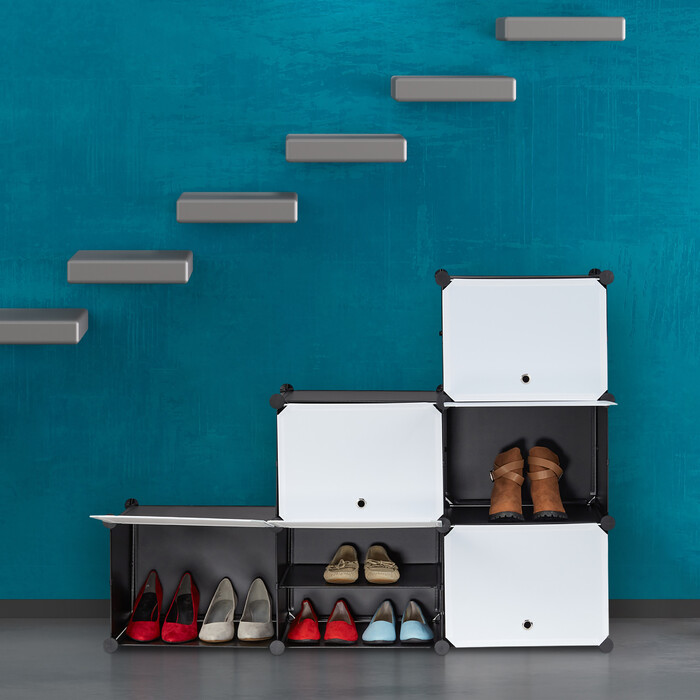 Relaxdays Schuhschrank in Schwarz-Weiß 12 Fächer