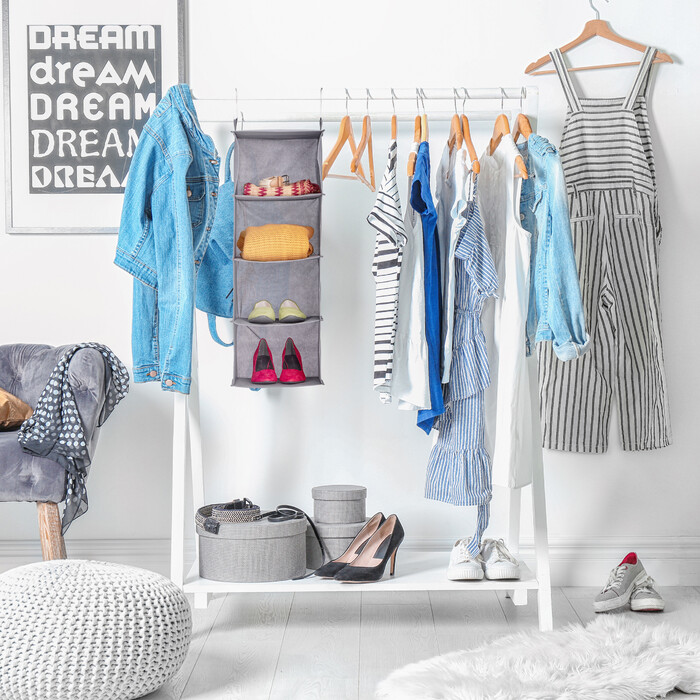 Relaxdays Hängeregal Kleiderschrank 4 Fächer