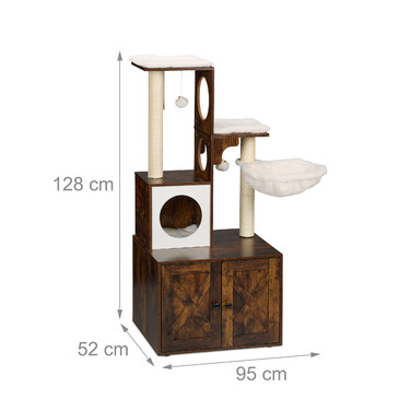 Relaxdays Kratzbaum mit Katzenklo-Schrank 128 cm