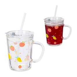 Relaxdays 2er Set Kindergläser mit Früchte-Motiv