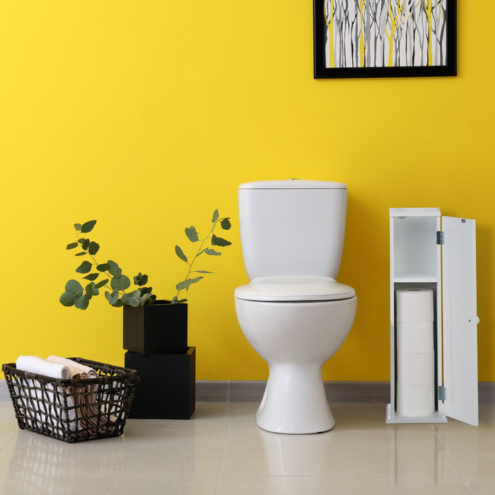 Relaxdays Schmaler Toilettenschrank mit 2 Ablagen