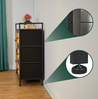 Relaxdays Kommode mit 5 Schubladen in Rattan-Optik
