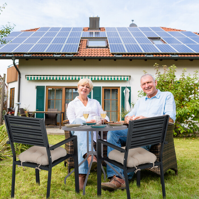 Relaxdays Runder Gartentisch in Holzoptik