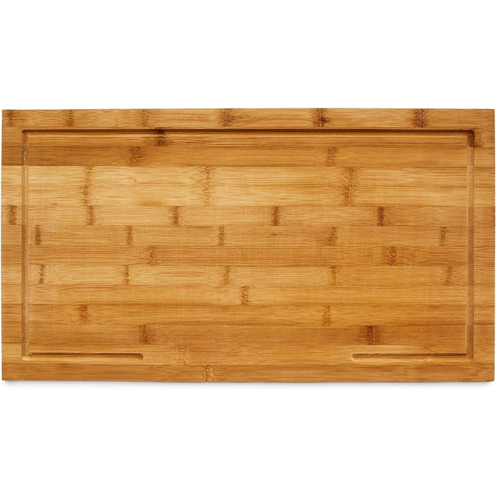 Relaxdays Bambus Schneidebrett 4,5x52x29cm mit Saftrinne, natur