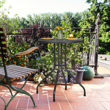 Relaxdays Runder Gartentisch in Rattanoptik