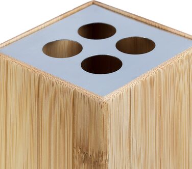 Relaxdays Badaccessoires Bambus, 3-teiliges Badezimmer Set aus Seifenspender, Seifenschale u. Zahnbürstenhalter, natur, 10 x