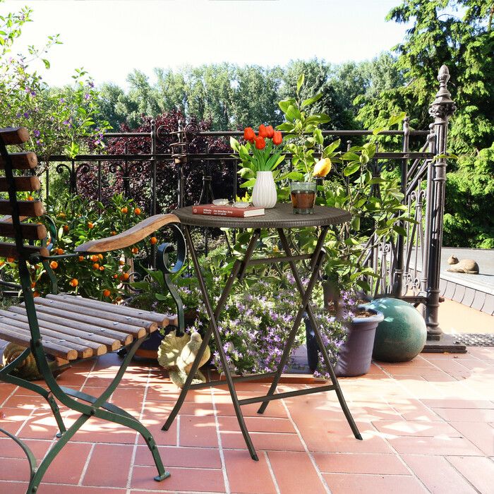Relaxdays Runder Gartentisch in Rattan-Optik