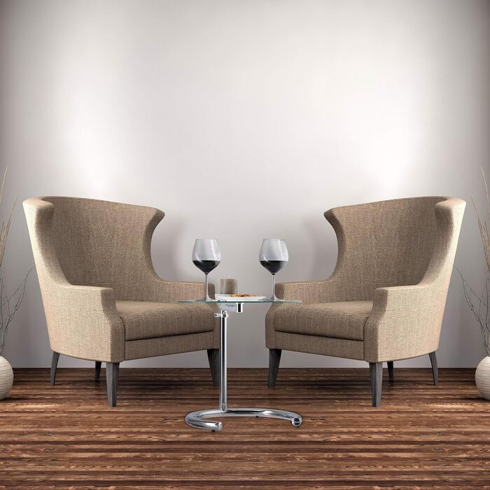 Relaxdays Glas u. Chrom, runder Beistelltisch f. Kaffee Tee, Ablage f. Garten HxBxT: 52 x 45 x 45 cm, silber Kaffeetisch Edge, Metall, 45 x 45 x 52 cm  (Bundle mit Kaffeetisch 46 cm Ø)