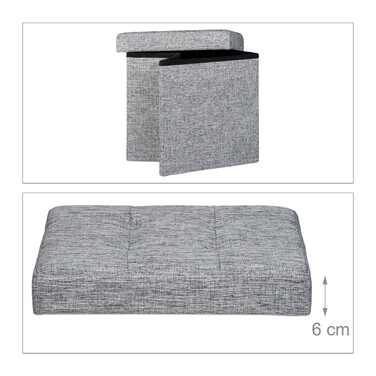 Relaxdays Faltbarer Sitzhocker mit Stauraum Leinen
