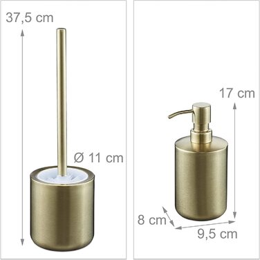 Relaxdays Badezimmer Set, 5-teilig, Badaccessoires Edelstahl gebürstet, komplette Badezimmerausstattung, modern, Gold, 100388