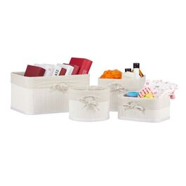 Relaxdays Aufbewahrungskorb 4er Set aus Bambus