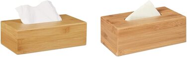 Relaxdays Kosmetiktücherbox Bambus, HBT: 8,5 x 27,5 x 15,5 cm, Tuchspender für Taschentücher u. Kosmetiktücher, Natur (Bundle mit Kosmetiktuchbox 8,5x24,5x13,5cm)