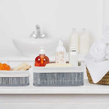 Relaxdays Aufbewahrungskorb 3er Set, Stoffbezug, Bambus, rechteckig, Bad, Accessoires, Spielzeug, Allzweckkorb, (Braun)