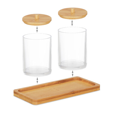 Relaxdays Wattestäbchenbehälter mit Tablett