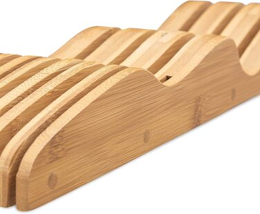 Relaxdays Messerblock Schublade, Bambus, 7 Messer, HxBxT: 5x9,5x40cm
