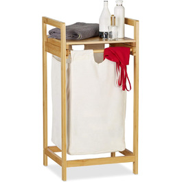 Relaxdays Wäschekorb Bambus, ausziehbar, eckig, 30L Innensack, 73x37x33 cm