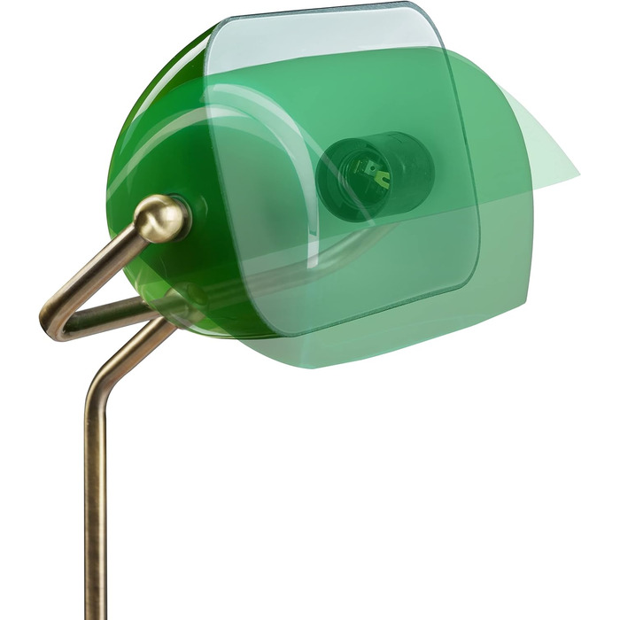 Relaxdays Bankerlampe, neigbarer Glasschirm, Holzfuß, E27-Fassung, Schreibtischlampe Retro, Bibliothekslampe, grün-braun, 42 x 26 x 25 cm