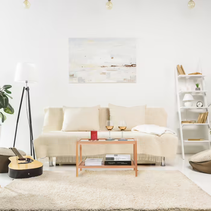 Relaxdays Beistelltisch Walnussholz mit Glasablage