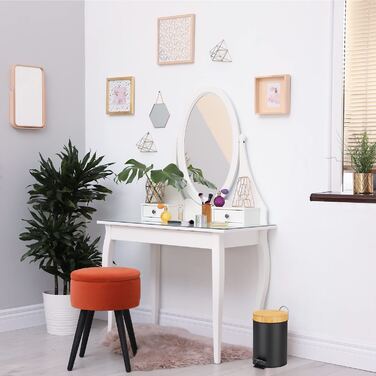 Relaxdays Mülleimer Bad, 3 l, Kosmetikeimer mit Absenkautomatik, Bambusdeckel, entnehmbarer Inneneimer, Treteimer, (Grau)