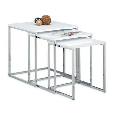 Relaxdays Beistelltische 3er Set Metallbeine