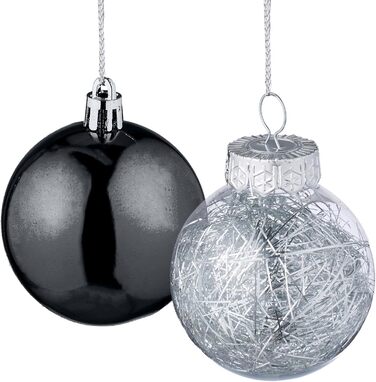 Relaxdays Weihnachtskugeln 101er Set, Kunststoff, Baumdeko mit Kugeln & Spitze, rosa/weiß (Schwarz)