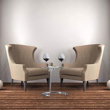 Relaxdays Glas u. Chrom, runder Beistelltisch f. Kaffee Tee, Ablage f. Garten HxBxT: 52 x 45 x 45 cm, silber Kaffeetisch Edge, Metall, 45 x 45 x 52 cm  (Bundle mit Kaffeetisch 46 cm Ø)