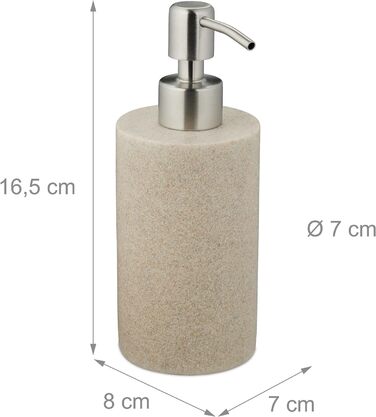 Relaxdays Seifenspender, 180ml, nachfüllbar, Bad/WC/Küche, Flüssigseifenspender, Polyresin, Edelstahlpumpe