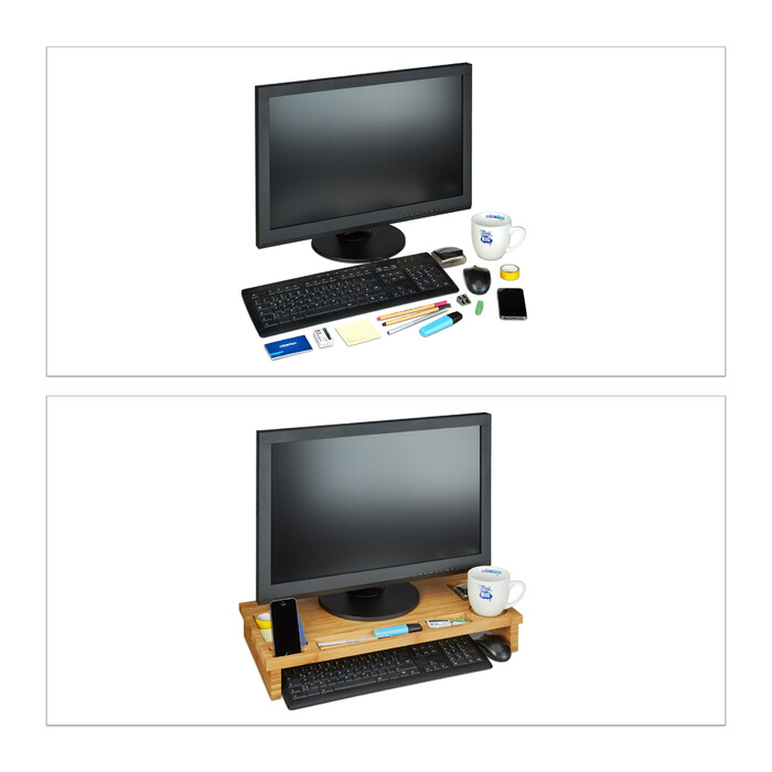 Relaxdays Monitorständer aus Bambus