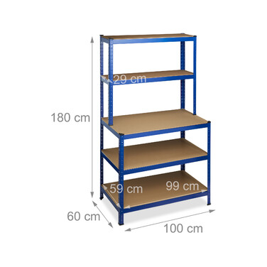 Relaxdays Schwerlastregal mit Werkbank blau
