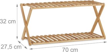 Relaxdays Bambus Schuhregal, faltbar, 18 Paar, HBT 103x70x27,5cm, Natur