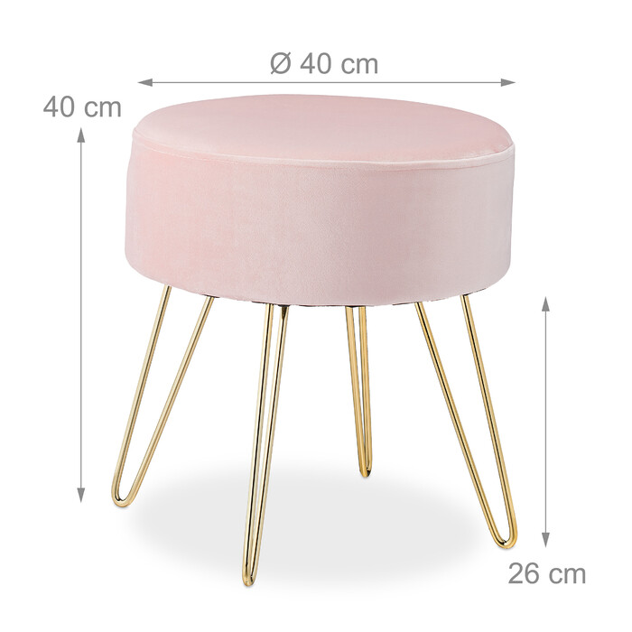 Relaxdays Samthocker mit Metallbeinen rosa