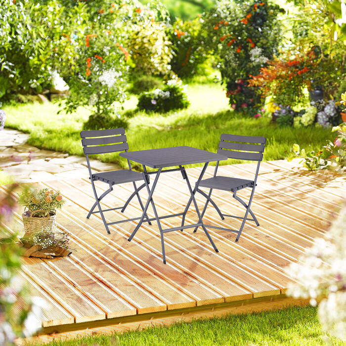 Relaxdays Balkonmöbel Set 3-teilig in Holzoptik