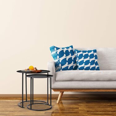 Relaxdays, anthrazit Runder Beistelltisch im 2er Set, erhöhter Rand, Satztische, Stahlgestell, Tischset, HxD: 50x50 cm