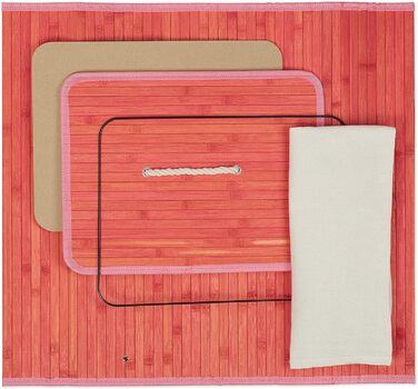 Relaxdays Wäschekorb Bambus, XL, faltbar, HBT 65,5 x 43,5 x 33,5 cm, (Pink)