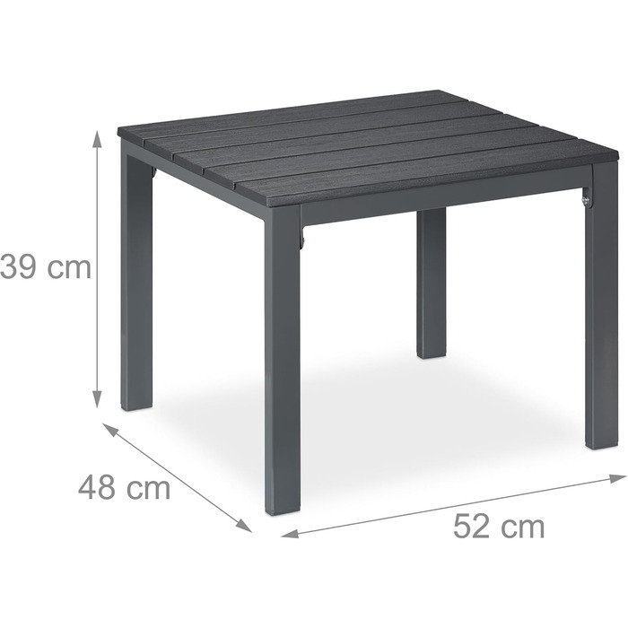 Relaxdays wetterfester Beistelltisch für Balkon, Terrasse & Garten, 39x52x48 cm, grau