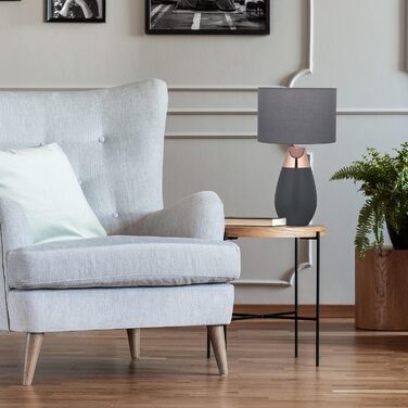 Relaxdays Nachttischlampe Touch dimmbar, 3 Stufen, E14, HxD: 48,5 x 28 cm, modern, Touch Lampe mit Schirm, grau/silber