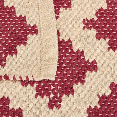 Relaxdays Teppich, Baumwolle, 80x200 cm, rutschfest, handgewebt, Rauten Muster, Teppichläufer, Flur, Küche, (Beige/Rot)