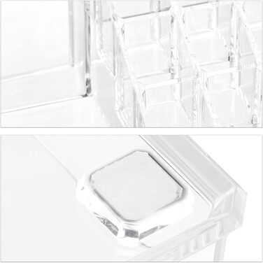 Relaxdays 2 x Make Up Organizer klein, 2-teilige Schminkaufbewahrung mit Schubladen, stapelbares Kosmetikregal, transparent